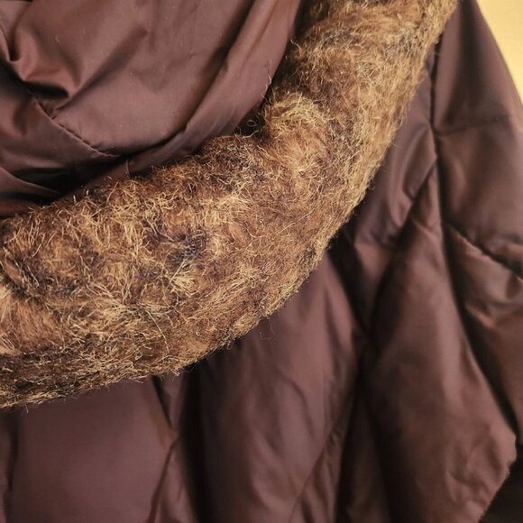 Calvin Klein Vintage Chocolate Brown Detachable Hood Down Jacket Size XL - Picture 3 of 7